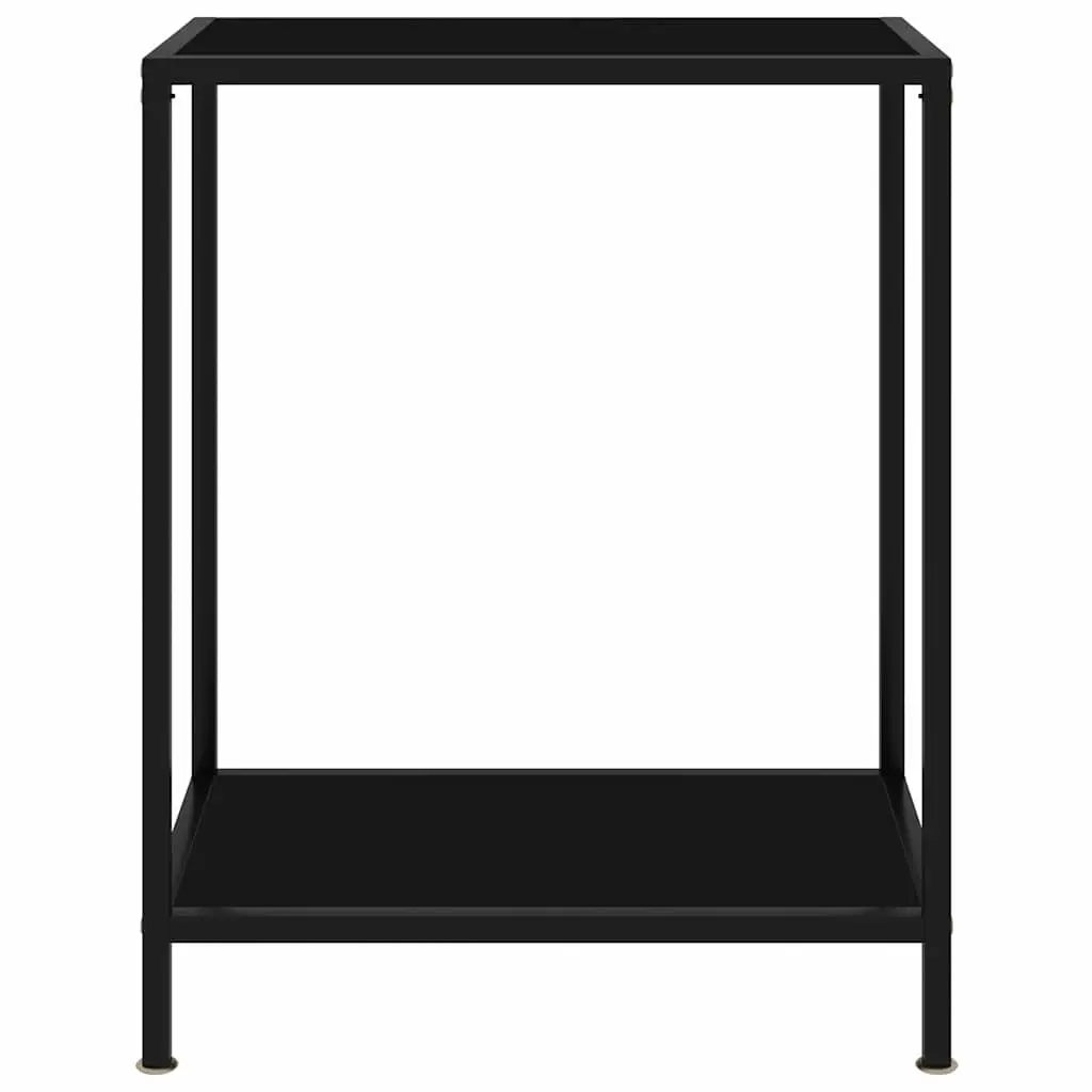 Console Table Black Tempered Glass Steel Frame Storage Shelf
