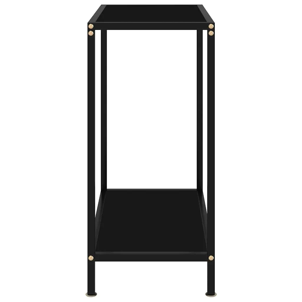 Console Table Black Tempered Glass Steel Frame Storage Shelf