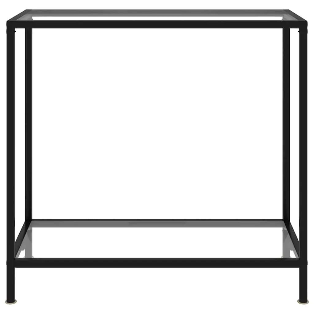 Console Table 80cm Tempered Glass Top Powder-Coated Steel Frame with Shelf