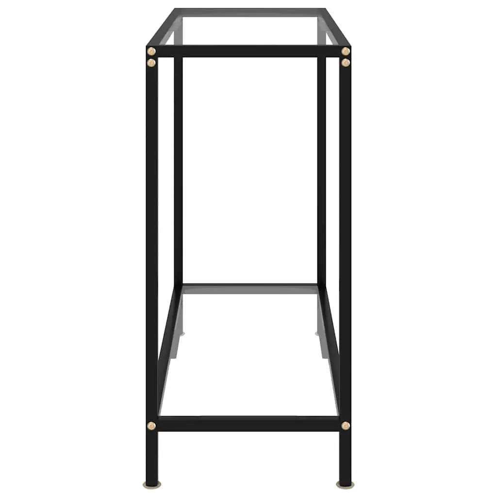 Console Table 80cm Tempered Glass Top Powder-Coated Steel Frame with Shelf