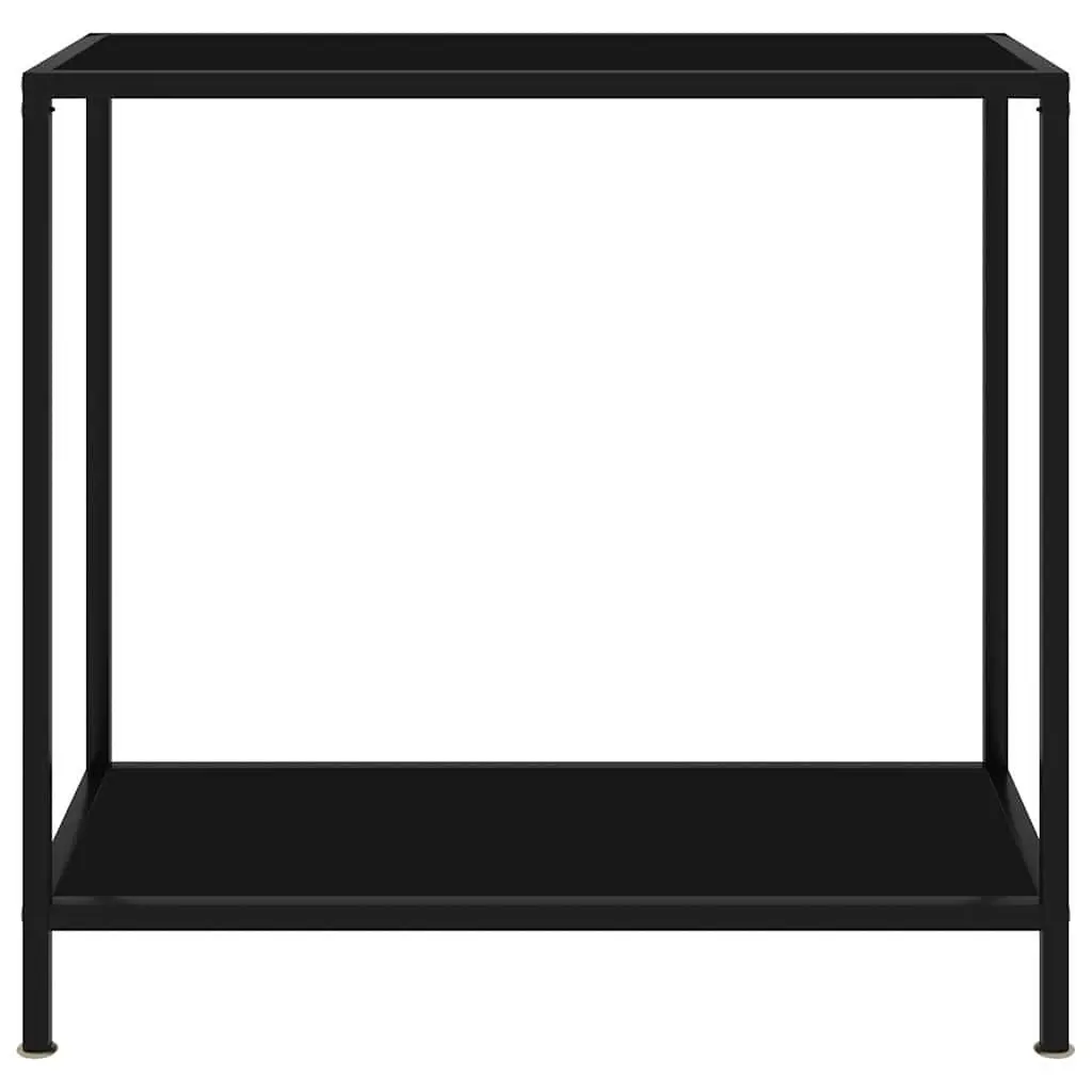 Console Table Black Glass Top Steel Frame Storage Shelf