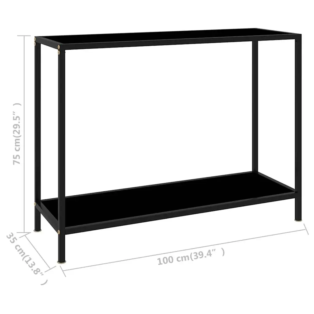 Console Table Black Tempered Glass Accent Side End Table Storage Shelf