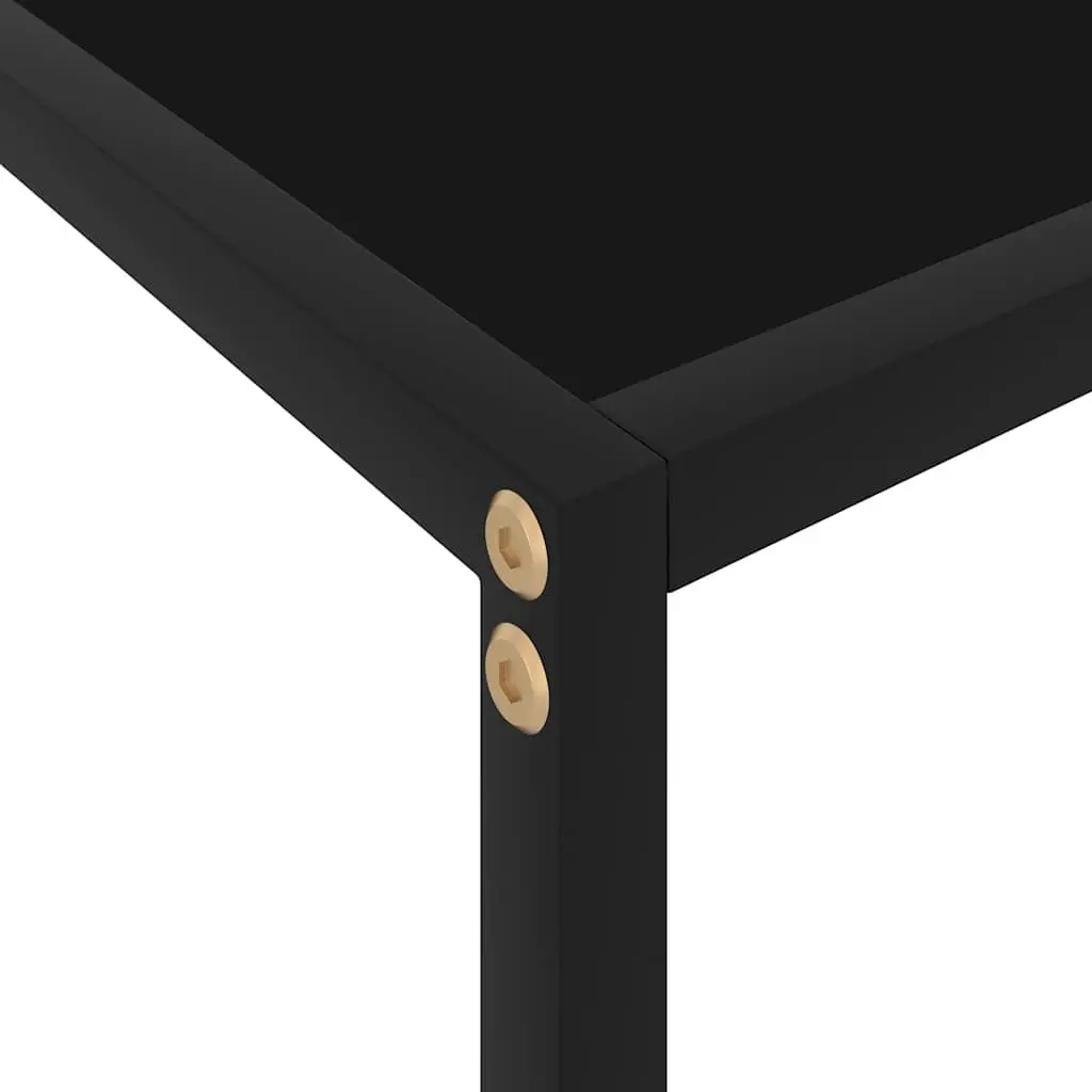 Console Table Black Glass Top Steel Frame Side Accent End Table 120x35x75cm