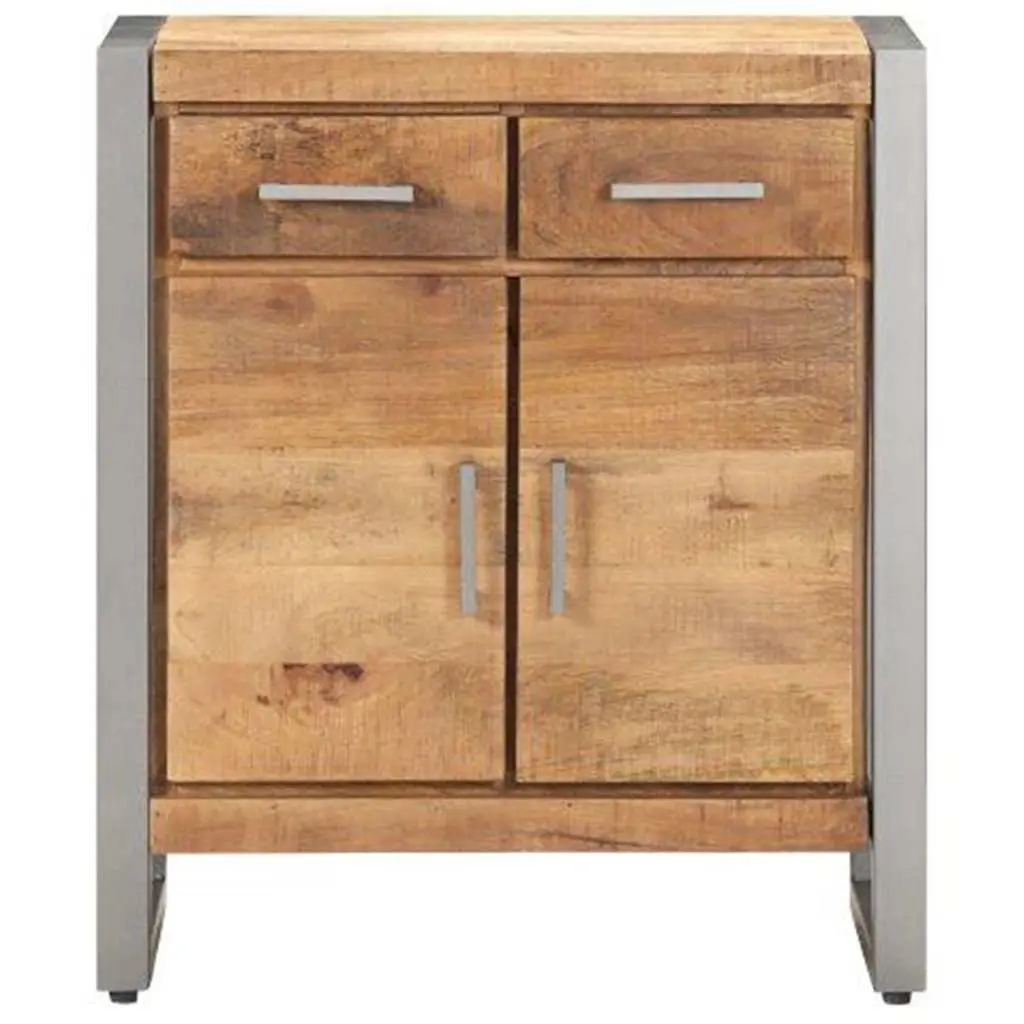 Sideboard Storage Cabinet Brown Rough Mango Wood Industrial Design Living Room