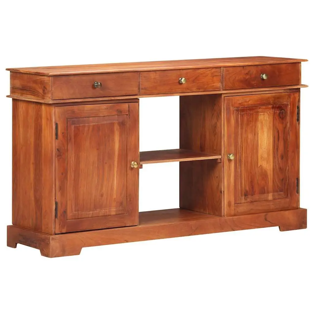 Solid Acacia Wood Sideboard 135x35x75cm Brown Storage Cabinet 2 Doors 3 Drawers