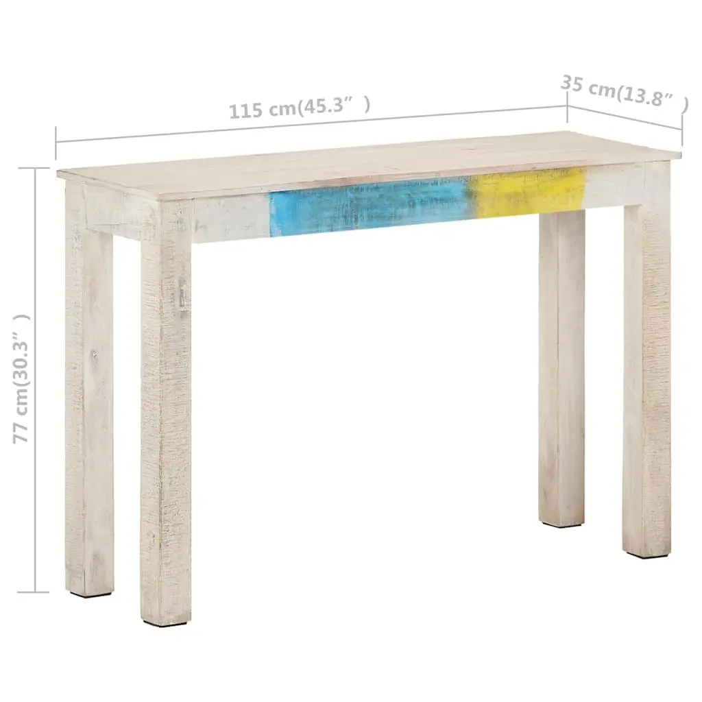 Wooden Console Table 115x35x77cm White Rustic Accent Furniture for Hallway