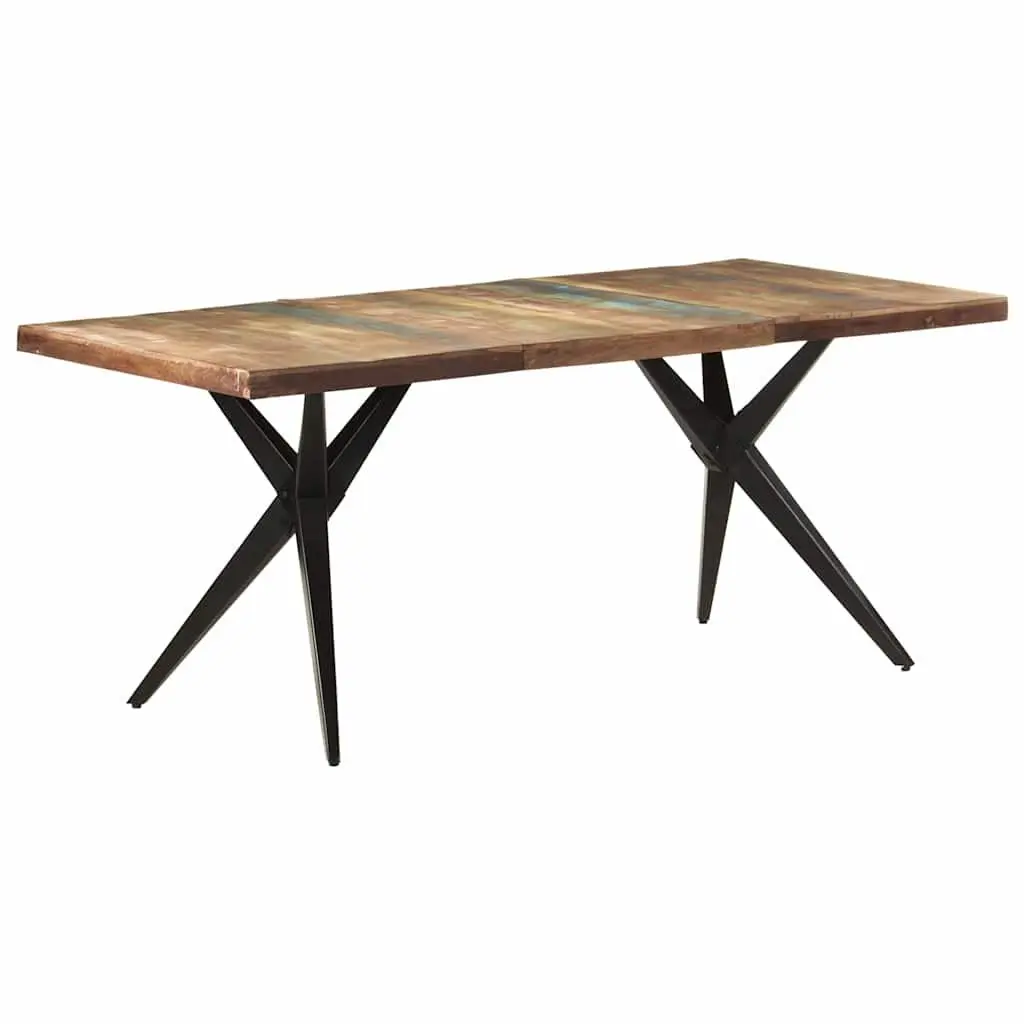 Dining Table 180x90cm Solid Reclaimed Wood Kitchen Furniture Black Steel Legs
