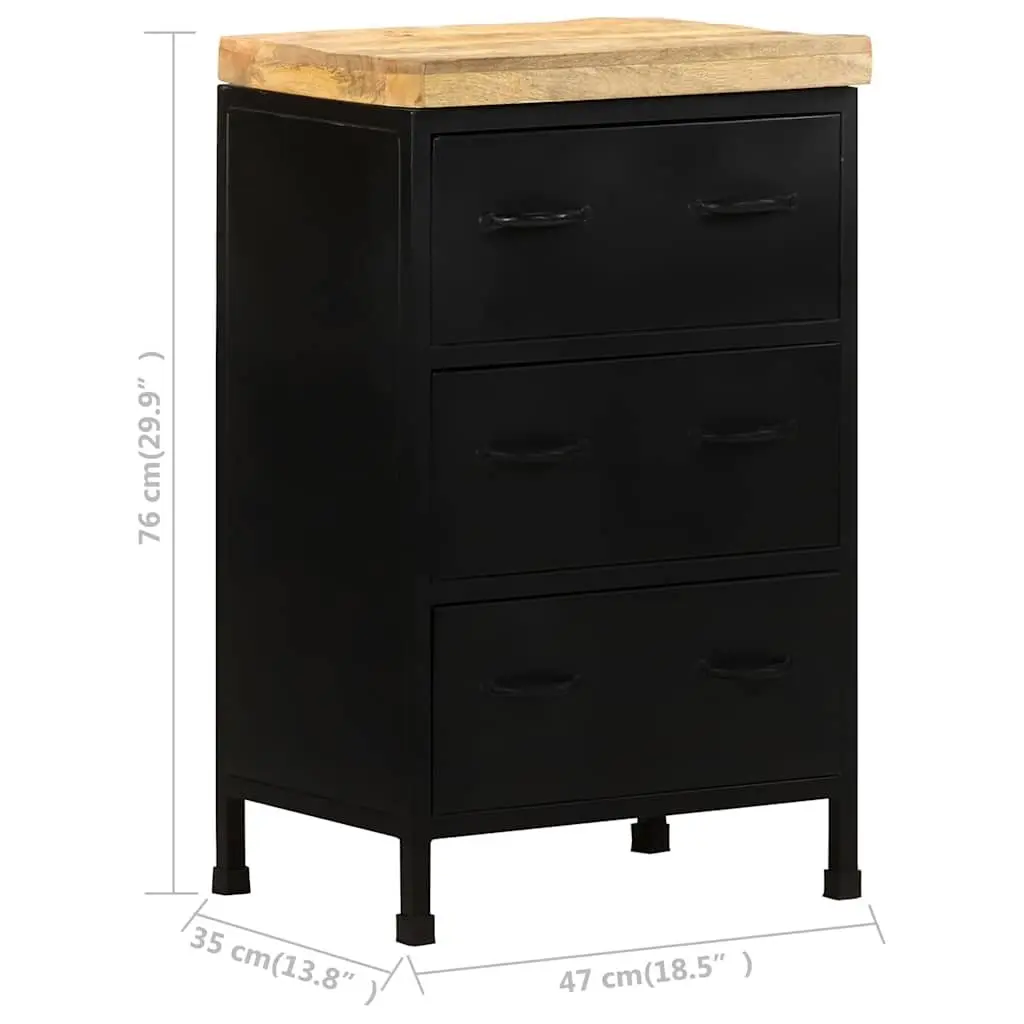 Sideboard 47x35x76 cm Brown Rustic Wood Storage Cabinet with 3 Drawers