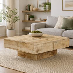 Elevate Your Living Space with This Solid Mango Wood Table
