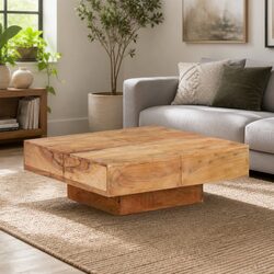 Living Room Accent Coffee Table 80x80x28 cm in Brown