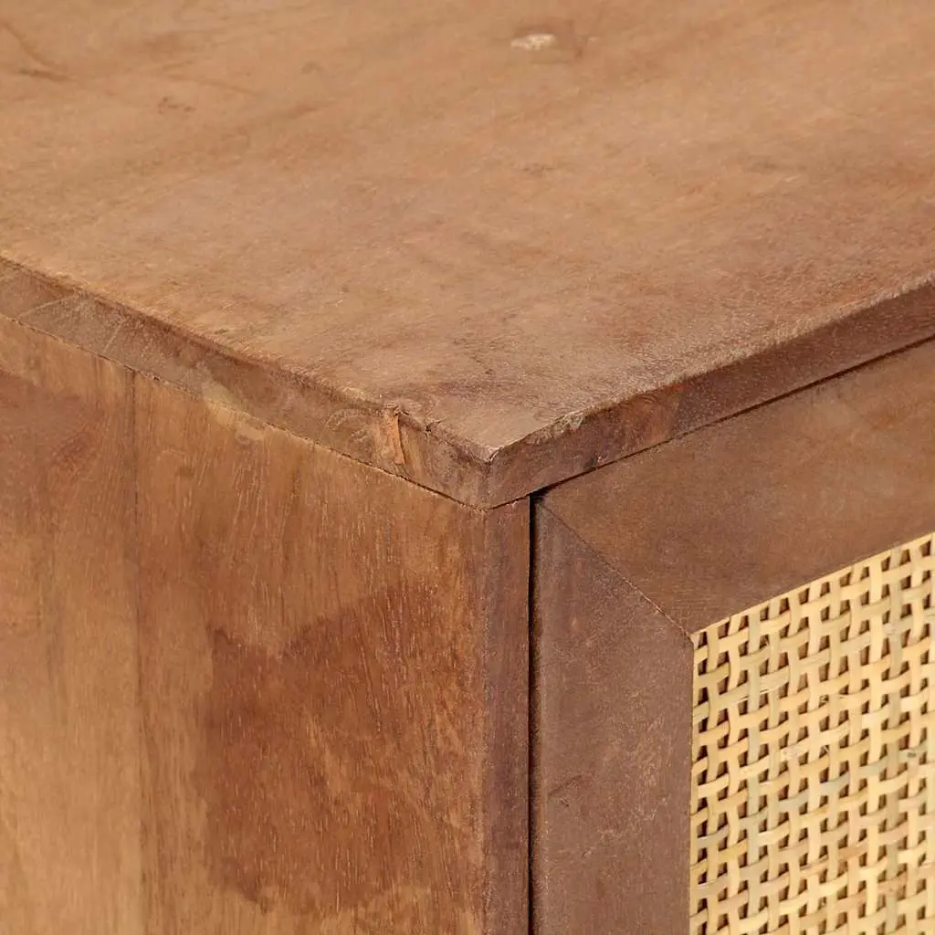 Solid Mango Wood Sideboard Brown 2 Drawers 1 Door Storage Cabinet
