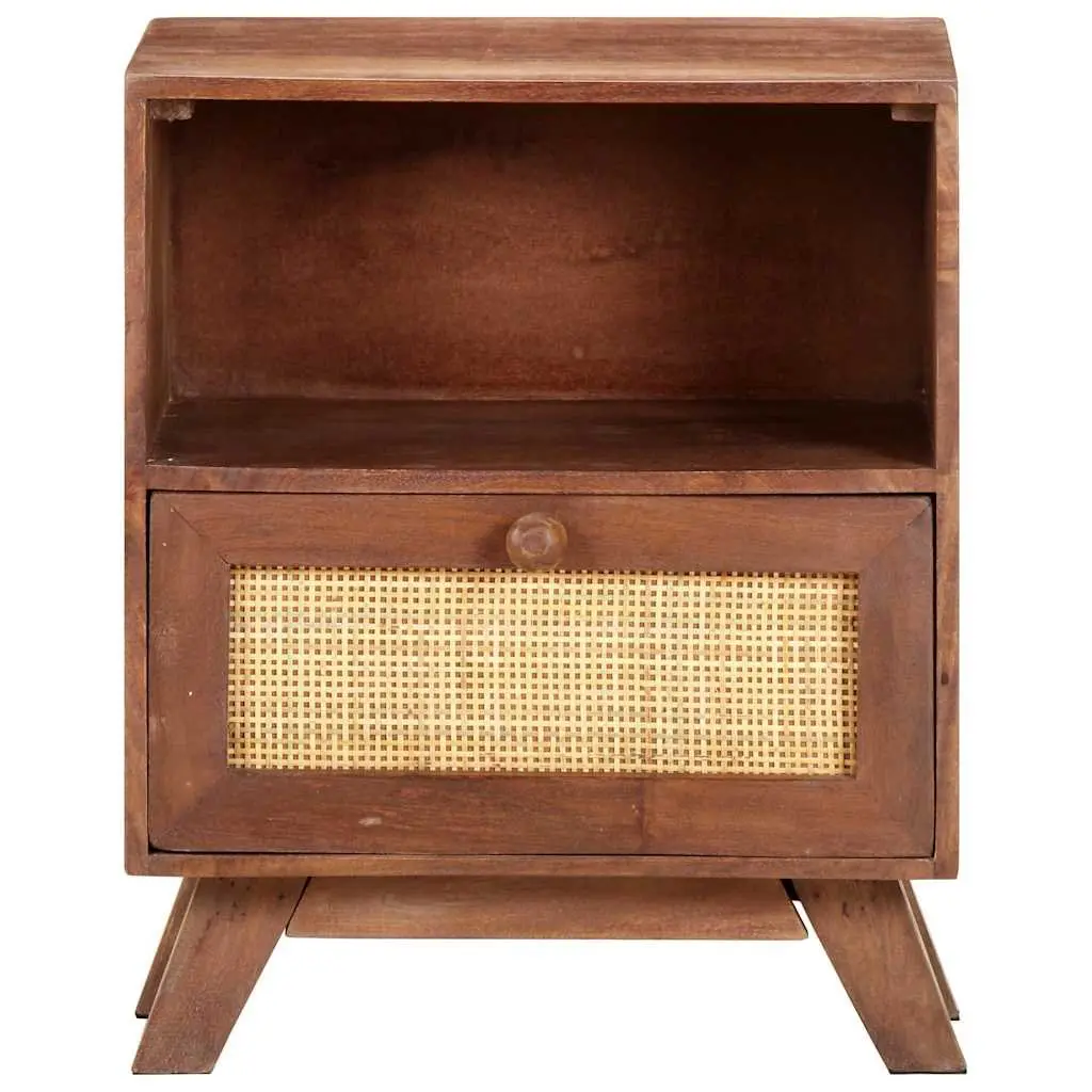 Bedside Cabinet 40x30x50 cm Solid Mango Wood Nightstand with Drawer and Shelf Brown