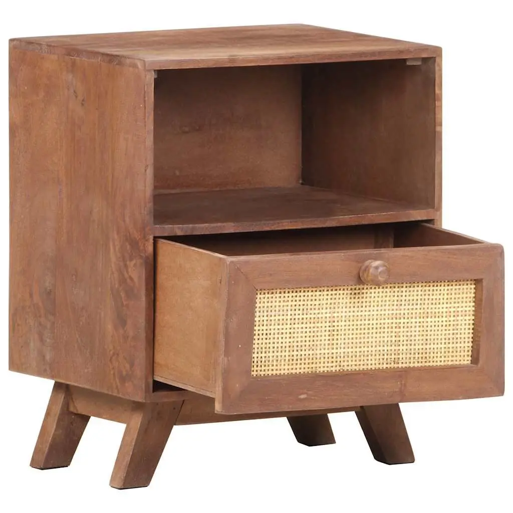 Bedside Cabinet 40x30x50 cm Solid Mango Wood Nightstand with Drawer and Shelf Brown