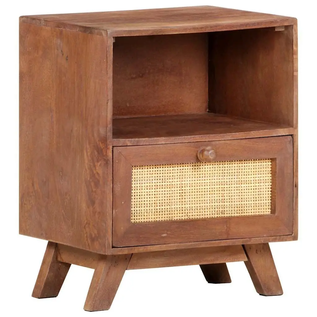 Bedside Cabinet 40x30x50 cm Solid Mango Wood Nightstand with Drawer and Shelf Brown
