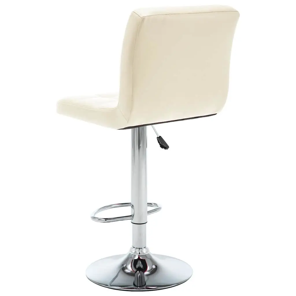 Bar Stools 2 pcs Cream Faux Leather Adjustable Height Footrest Modern Design