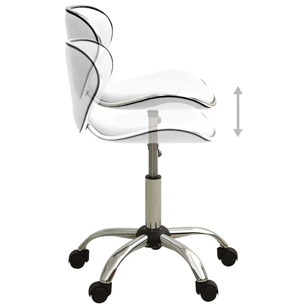 Height Adjustable Swivel Stool White Faux Leather Salon Spa Seating