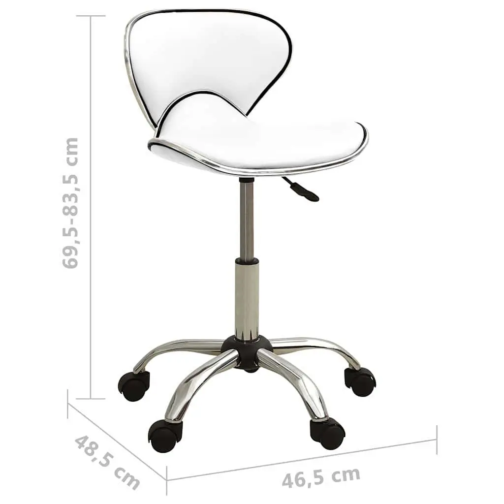 Height Adjustable Swivel Stool White Faux Leather Salon Spa Seating