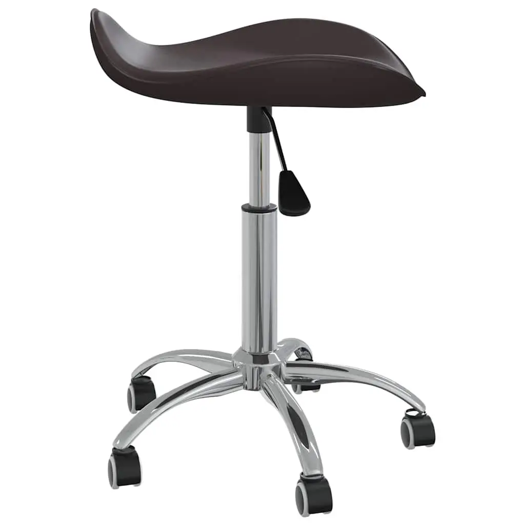 Height Adjustable Swivel Salon Stool with Wheels Brown Faux Leather 360 Degree Mobility