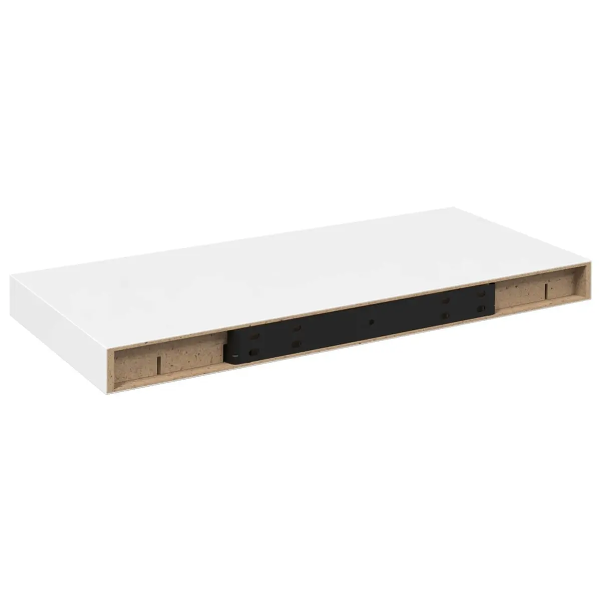 Floating Wall Shelves 2 pcs High Gloss White Invisible Mounting System Modern Display Shelf