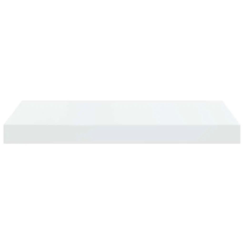 Floating Wall Shelves 2 pcs High Gloss White Invisible Mounting System Modern Display Shelf