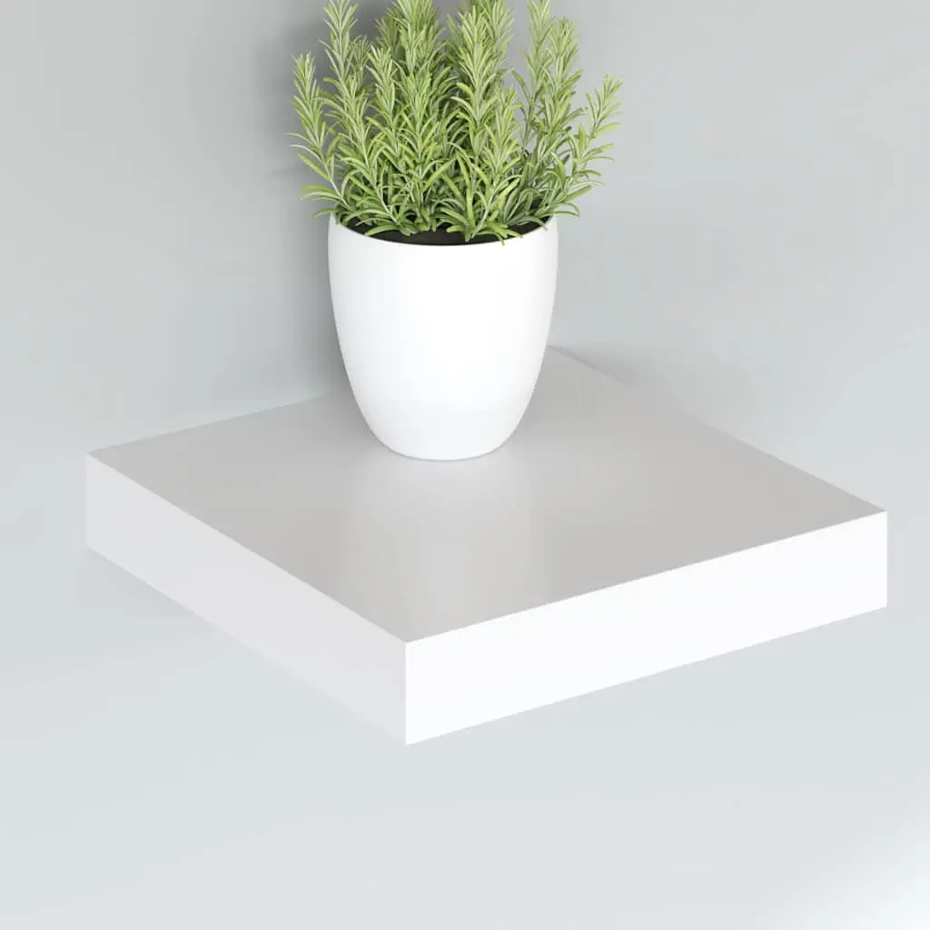 White Floating Wall Shelf 23 x 23.5 x 3.8 cm Invisible Mount Honeycomb MDF Frame