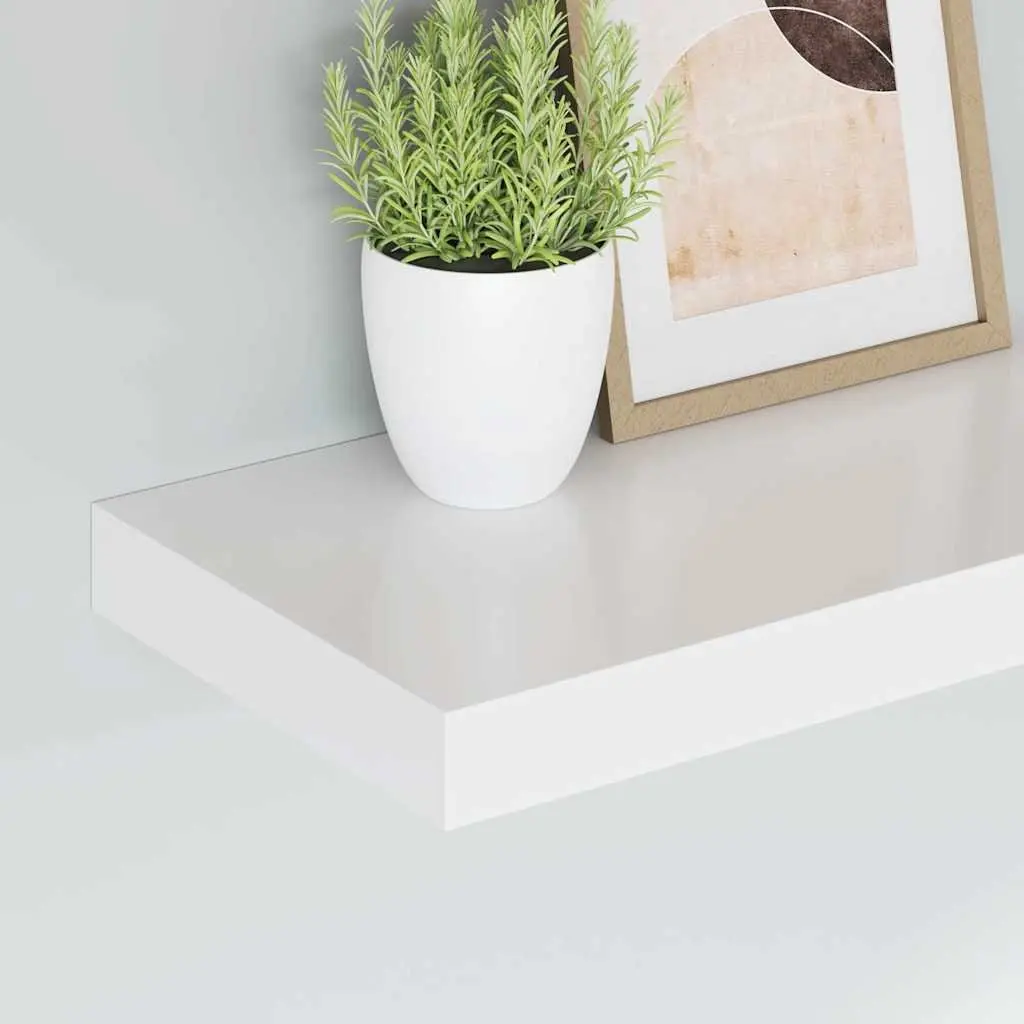Floating Wall Shelves Set 4 Piece White Invisible Mounting System Home Decor