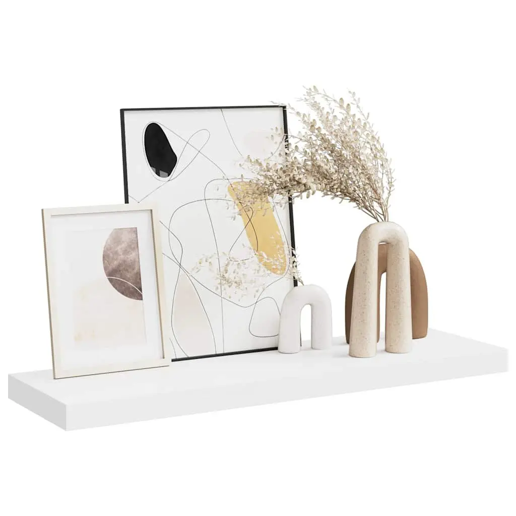 Floating Wall Shelf 80cm Invisible Mount White MDF Home Decor