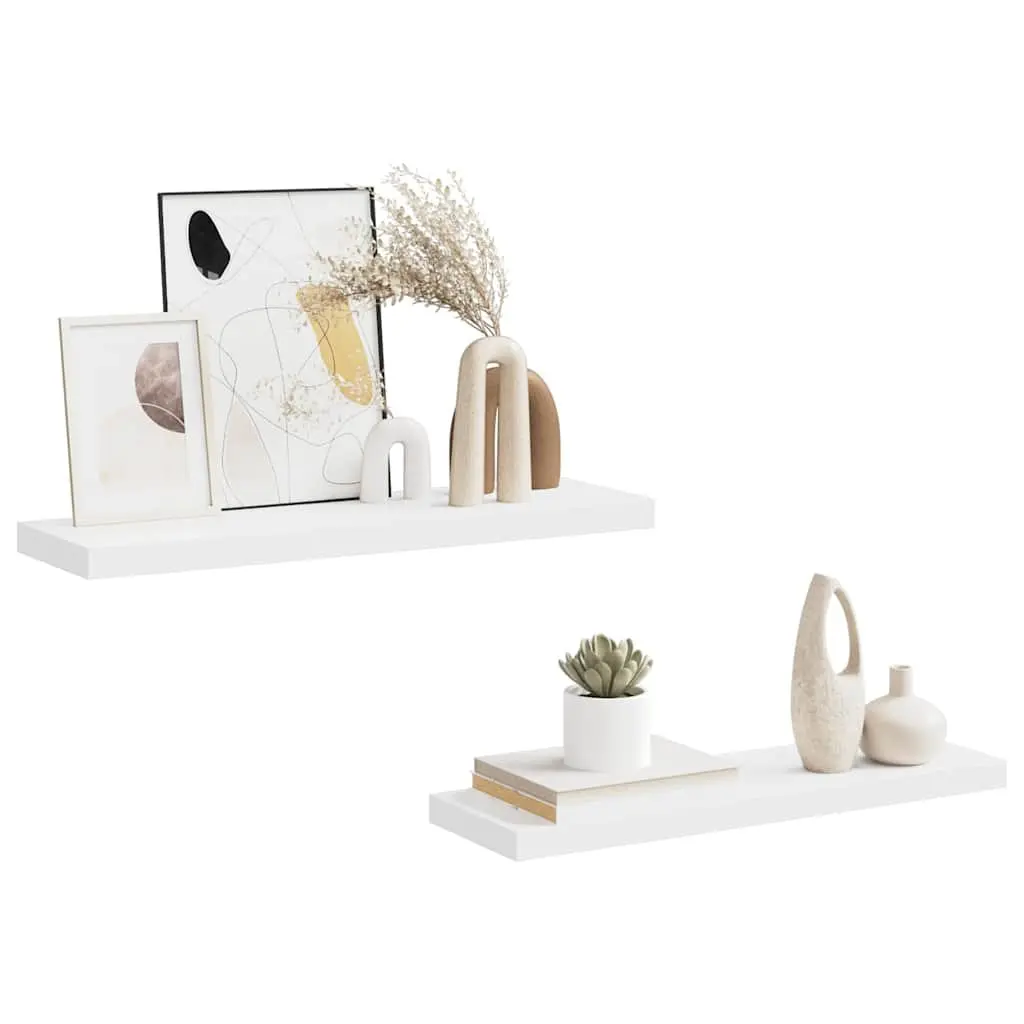 Floating Wall Shelves 80x23.5x3.8 cm White Invisible Mounting Honeycomb MDF Metal Frame 2 Piece