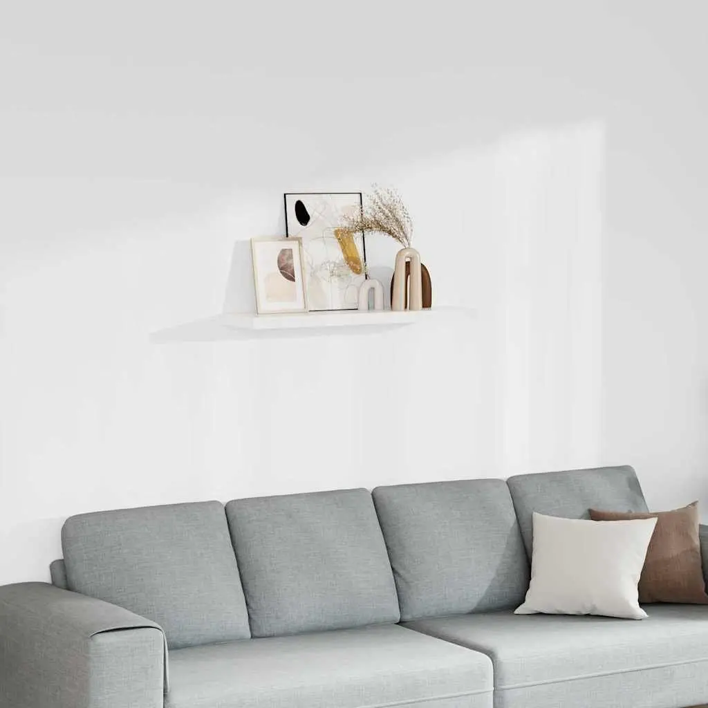 Floating Wall Shelf 90cm White Invisible Mounting System Home Decor Organizer