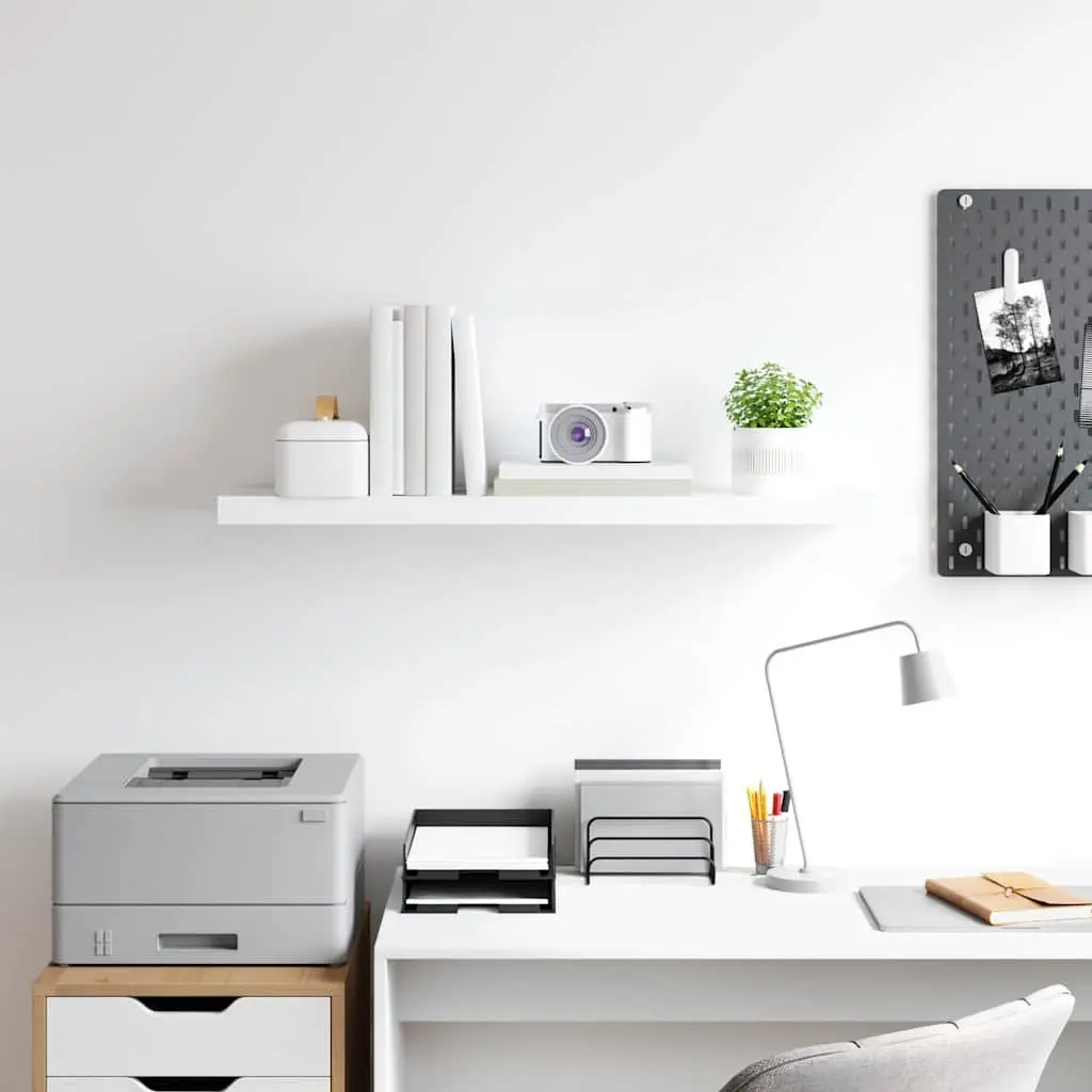 Floating Wall Shelf 90cm White Invisible Mounting System Home Decor Organizer