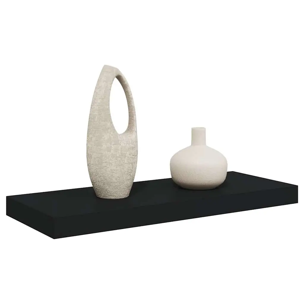 Black Floating Wall Shelf 60 x 23.5 cm Invisible Mounting System