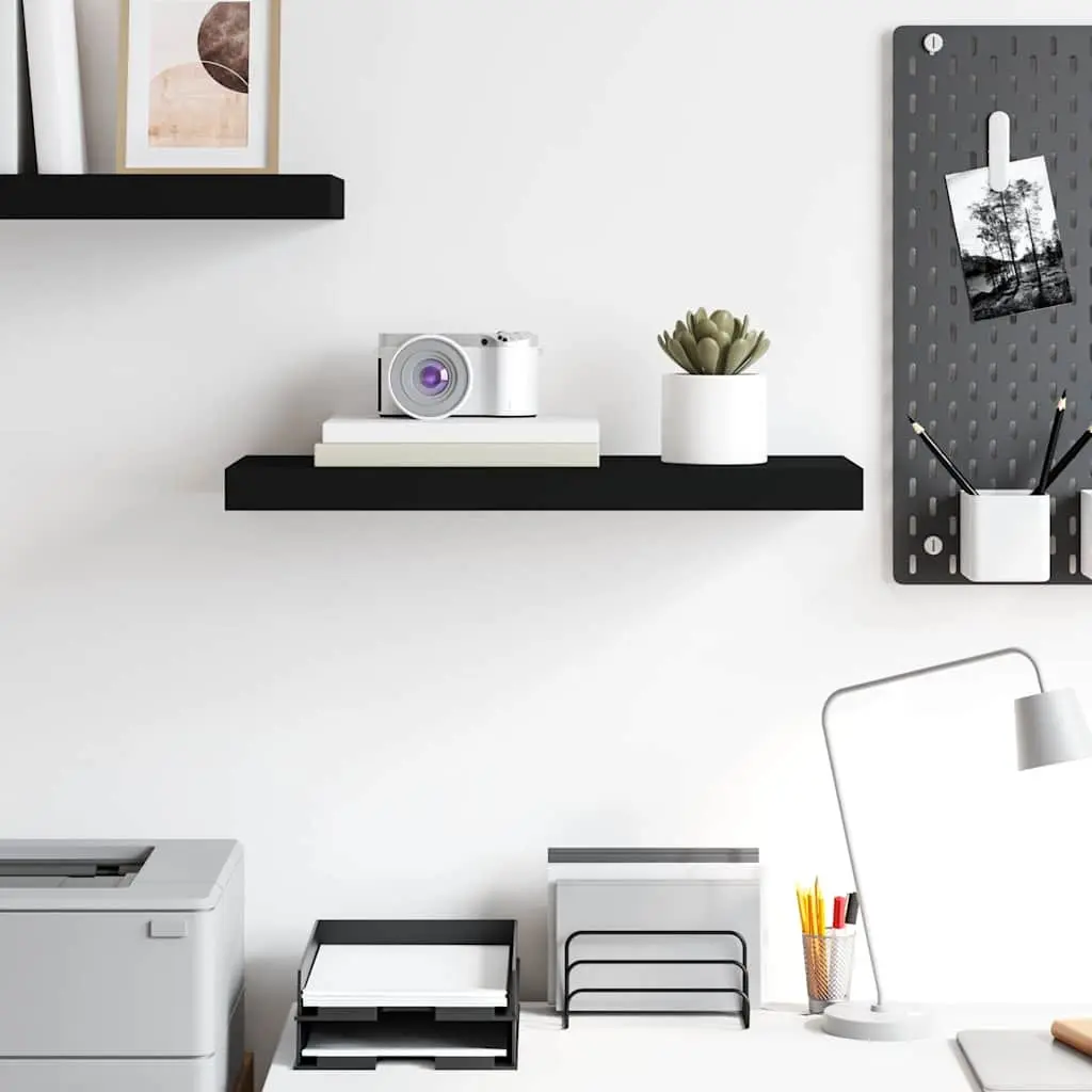 Black Floating Wall Shelf 60 x 23.5 cm Invisible Mounting System