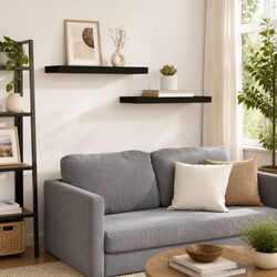 Enhance Your Space with 2 Floating Black Shelves
