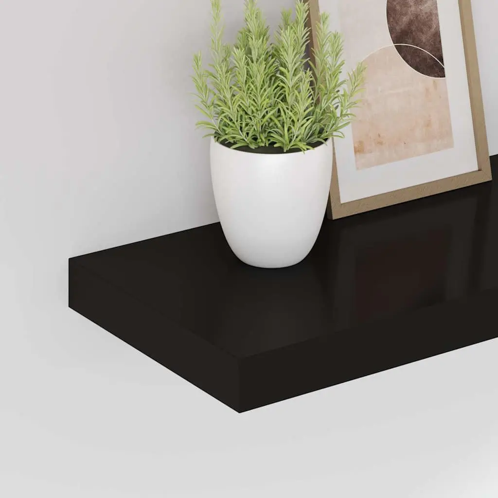 Floating Wall Shelf 80x23.5cm Black Invisible Mounting System Home Decor