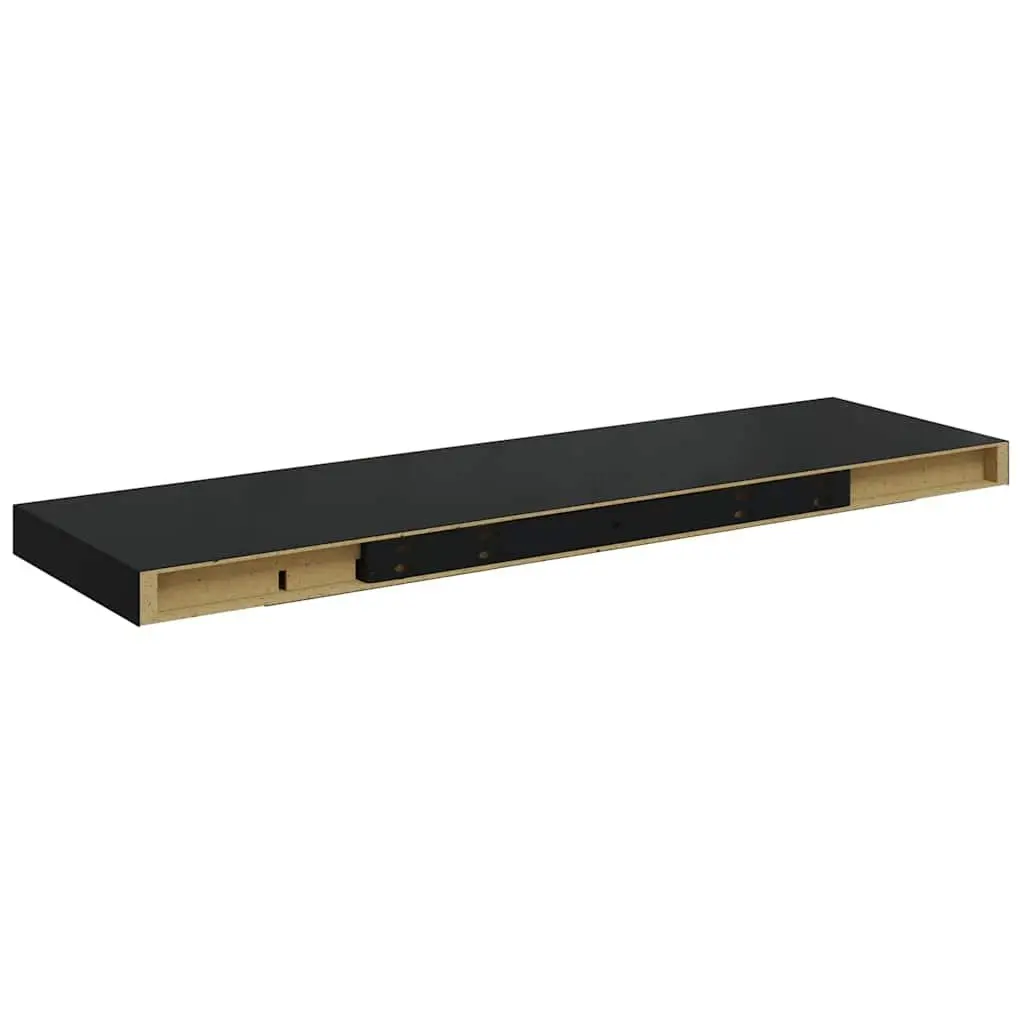 Floating Wall Shelf 80x23.5cm Black Invisible Mounting System Home Decor