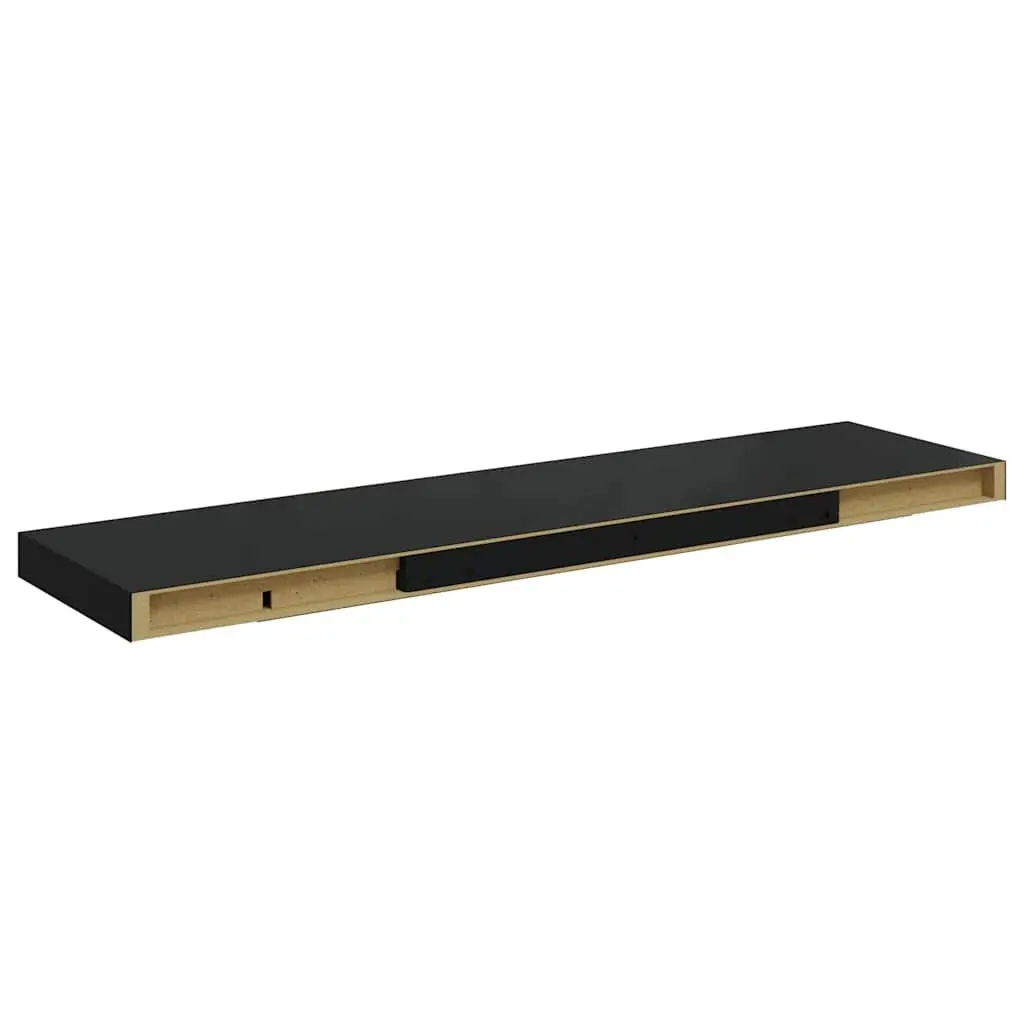 Floating Wall Shelves 90x23.5x3.8 cm Black Invisible Mounting System Display Storage