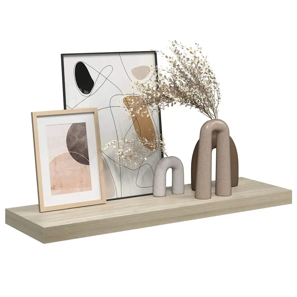 Floating Wall Shelf 80 x 23.5 x 3.8 cm Brown Invisible Mounting System Home Decor Storage Shelving Unit
