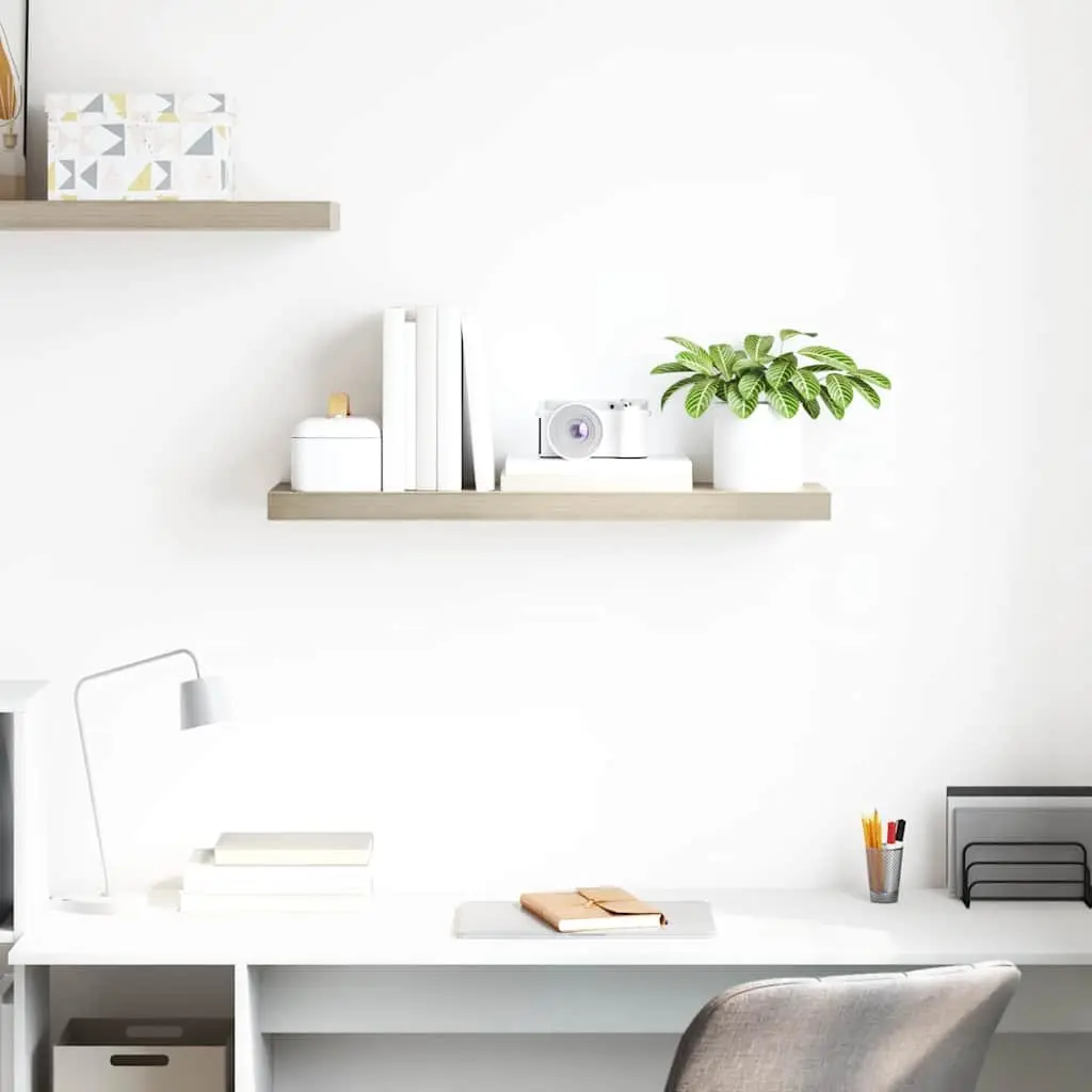 Floating Wall Shelf 80 x 23.5 x 3.8 cm Brown Invisible Mounting System Home Decor Storage Shelving Unit
