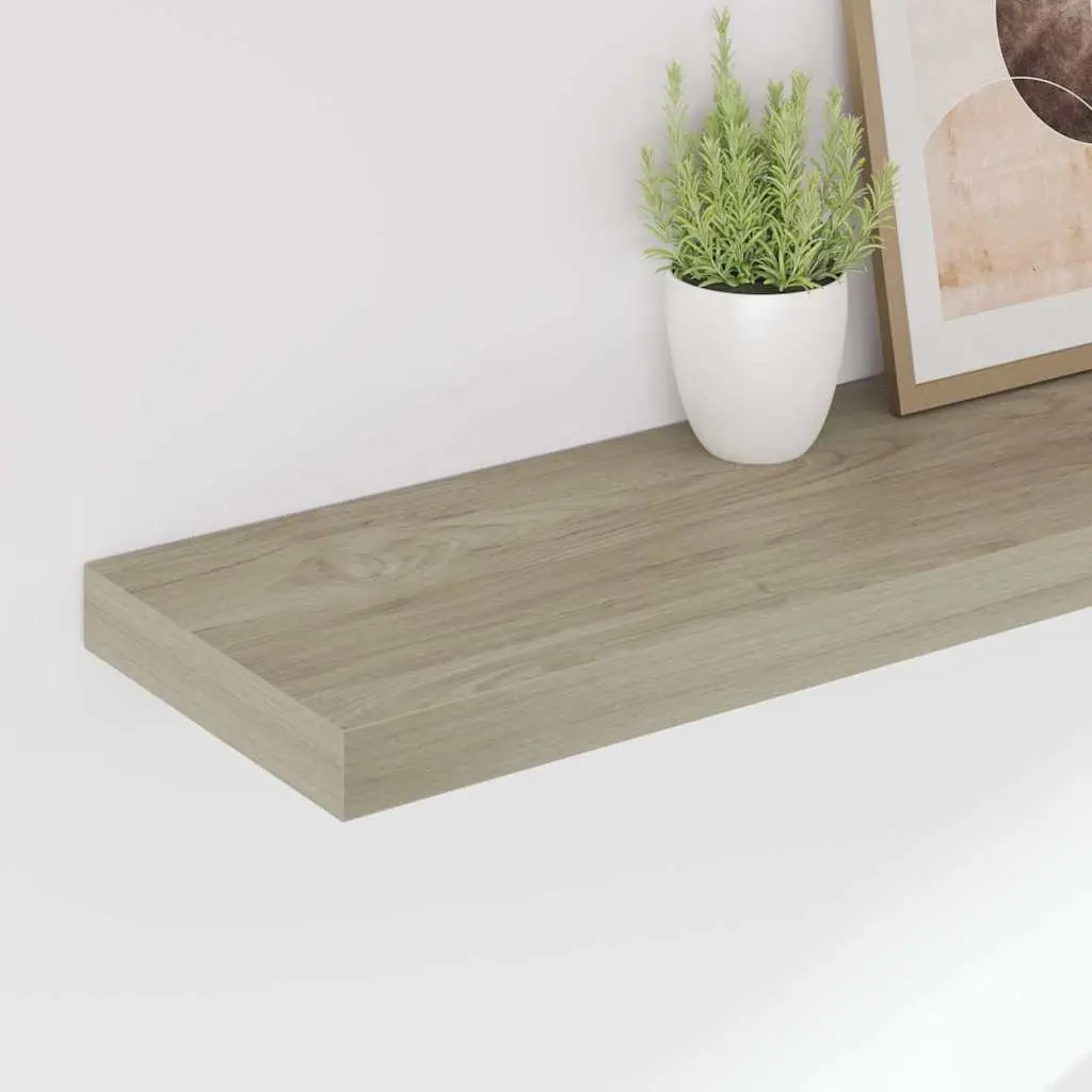 Floating Wall Shelves 4 Piece Set Oak Brown Invisible Mounting System Honeycomb MDF Metal Frame