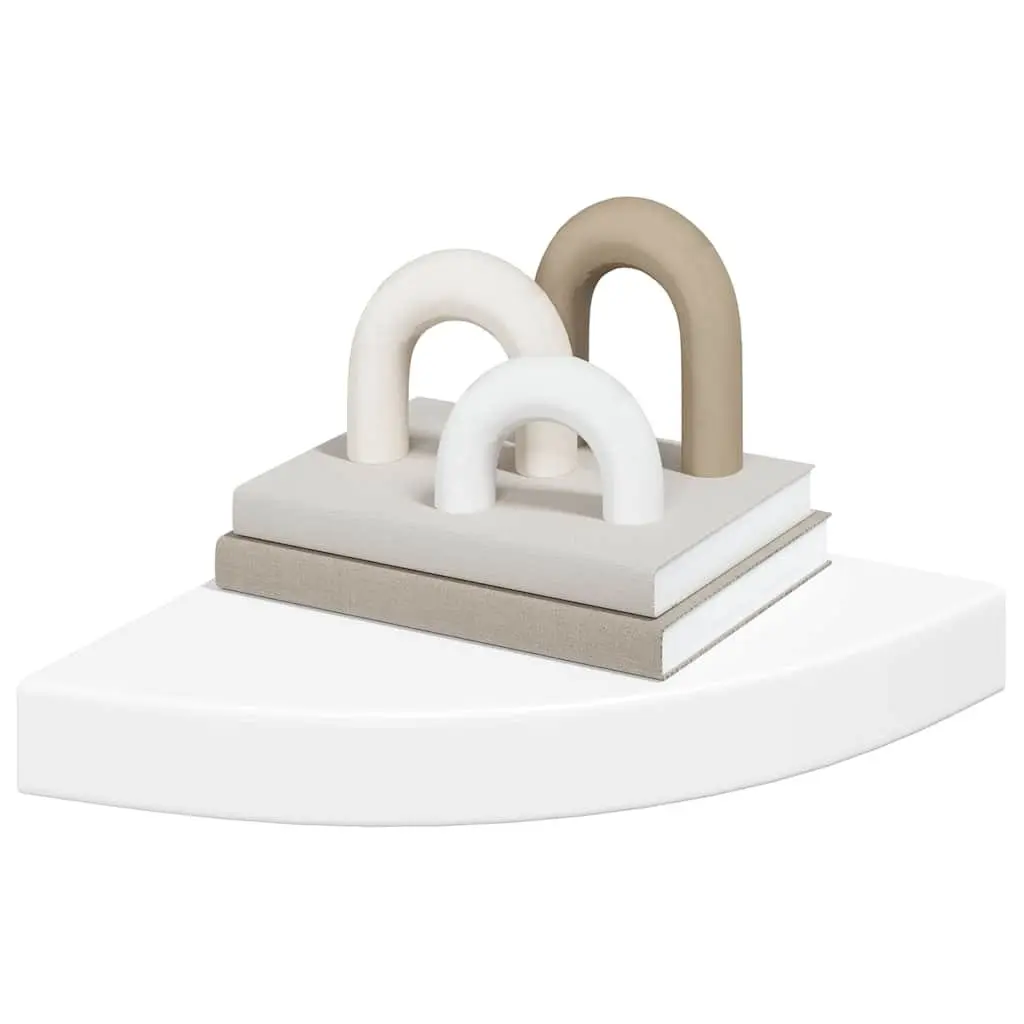 Floating Corner Wall Shelf White Display Storage Shelving Unit Home Decor