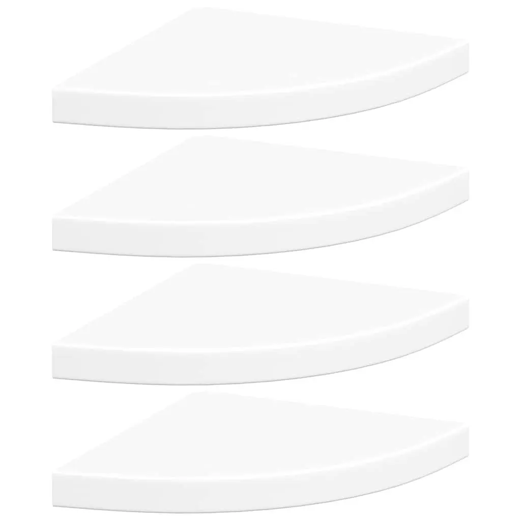 Floating Corner Shelves 35x35x3.8 cm White Invisible Mounting System 4 Piece Set