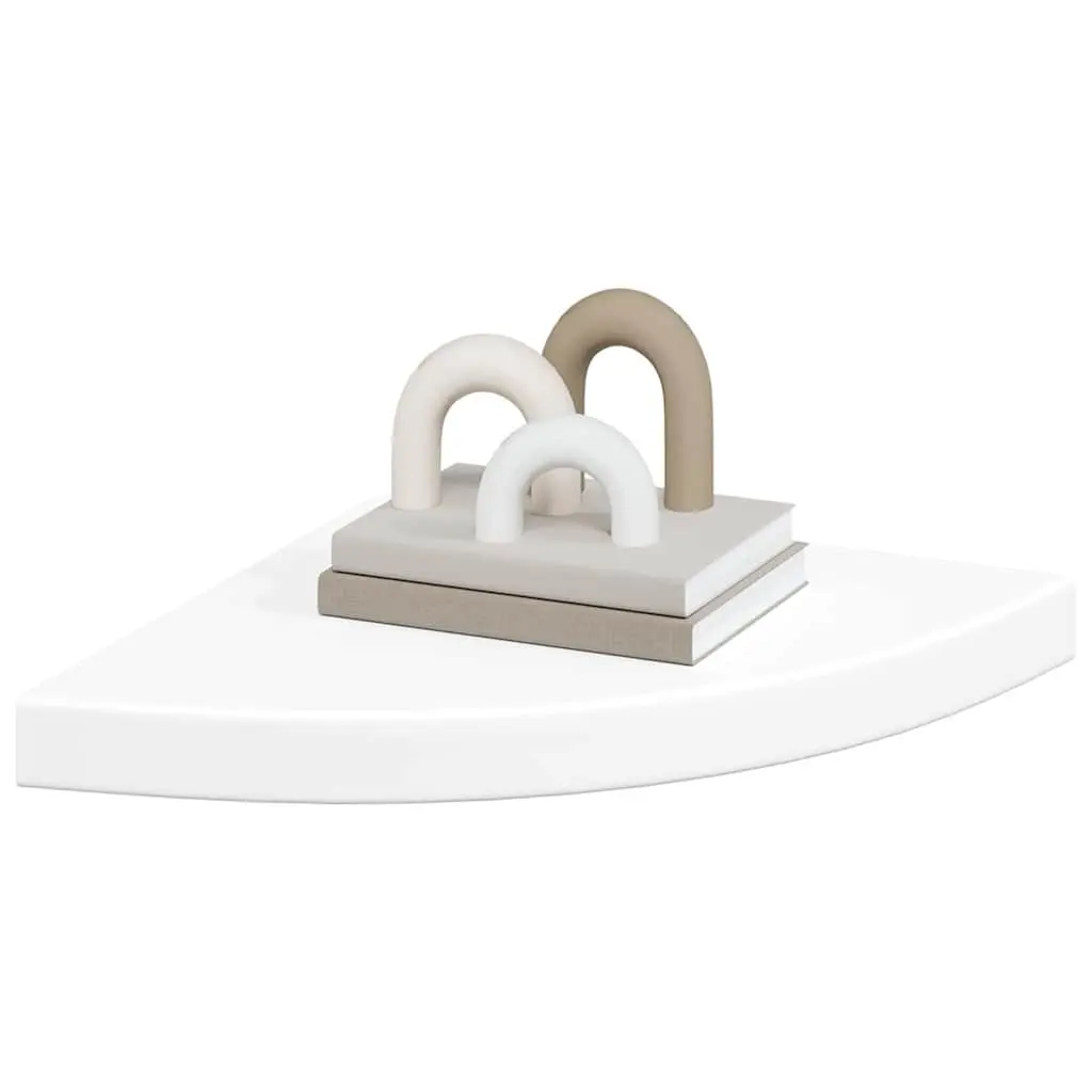 Floating Corner Shelves 35x35x3.8 cm White Invisible Mounting System 4 Piece Set