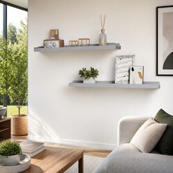 Grey Ledge Shelves for a Stylish Wall Display