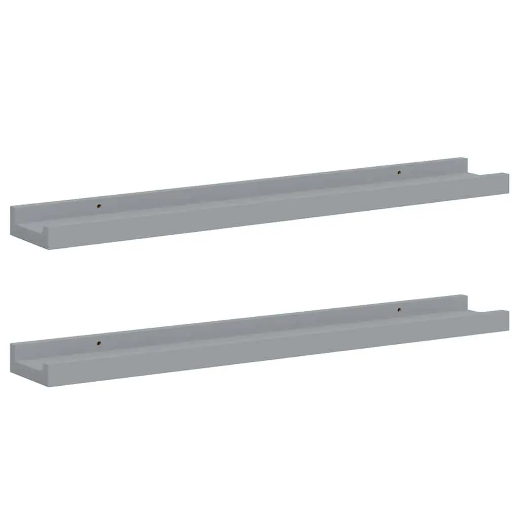 Picture Frame Ledge Shelves 60x9x3cm Wall Mounted Grey MDF 2 Piece Display Shelf