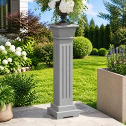 Grey Pillar Plant Stand to Enhance Your Living Area