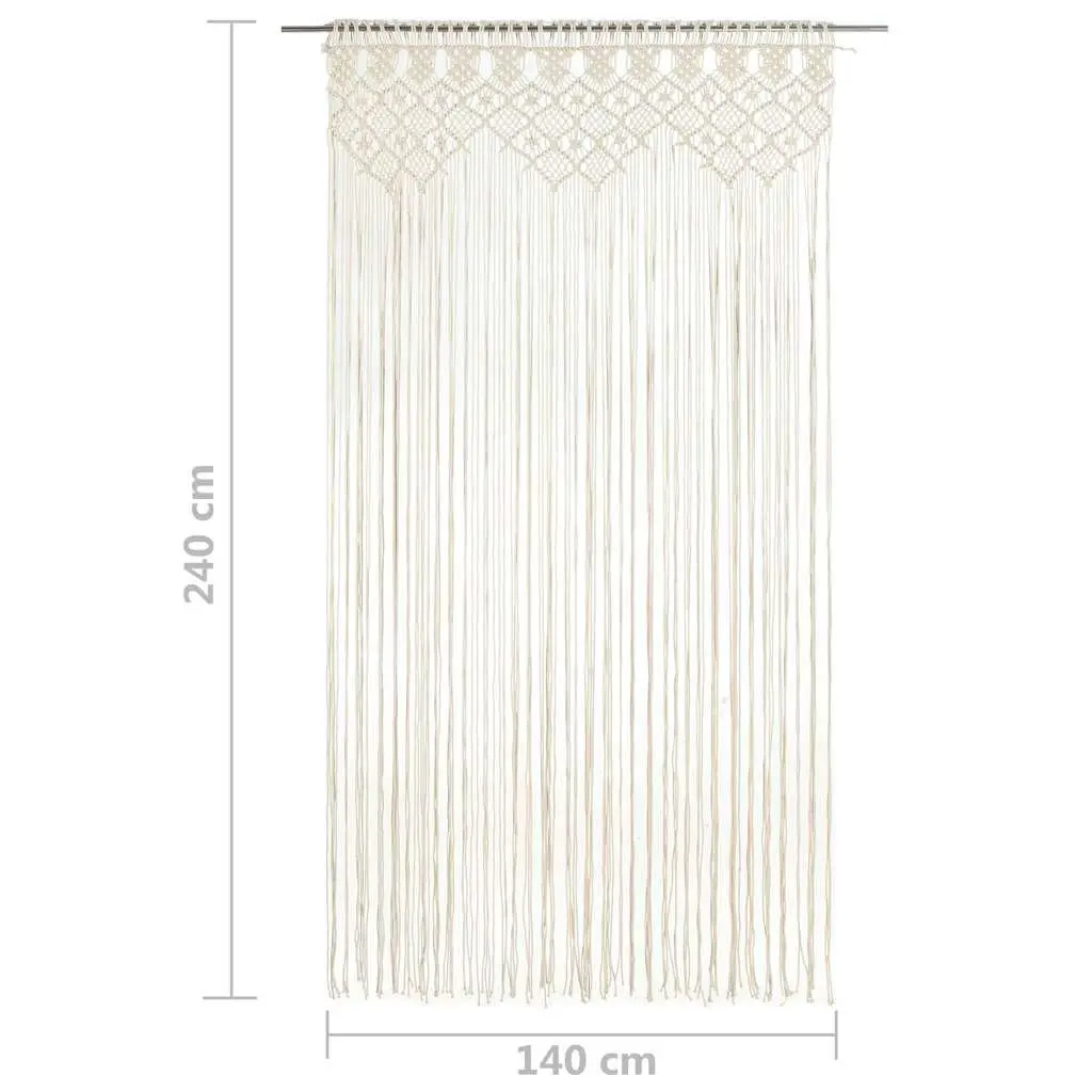 Macrame String Curtain 140x240 cm Cotton Cream Window Door Divider Decor