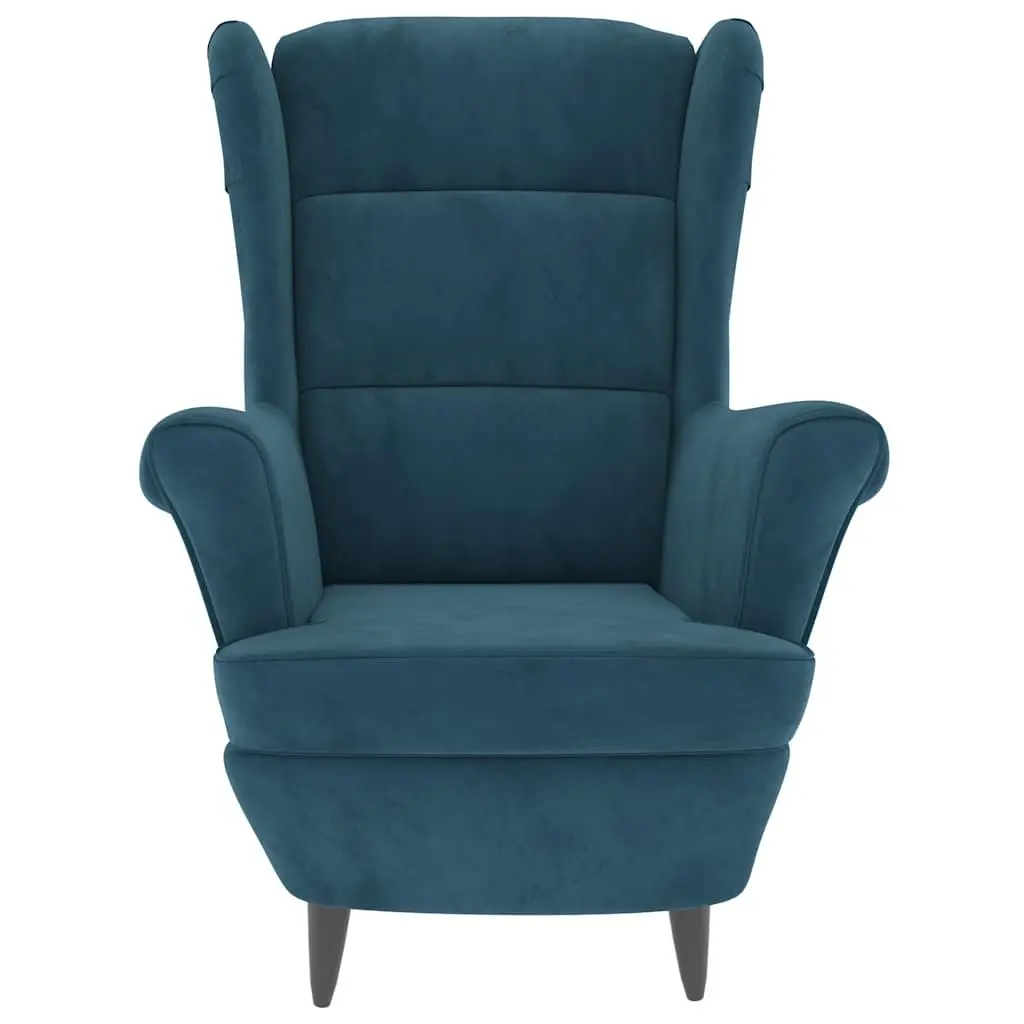 Armchair Blue Velvet Upholstered Sofa Chair Padded Backrest Living Room