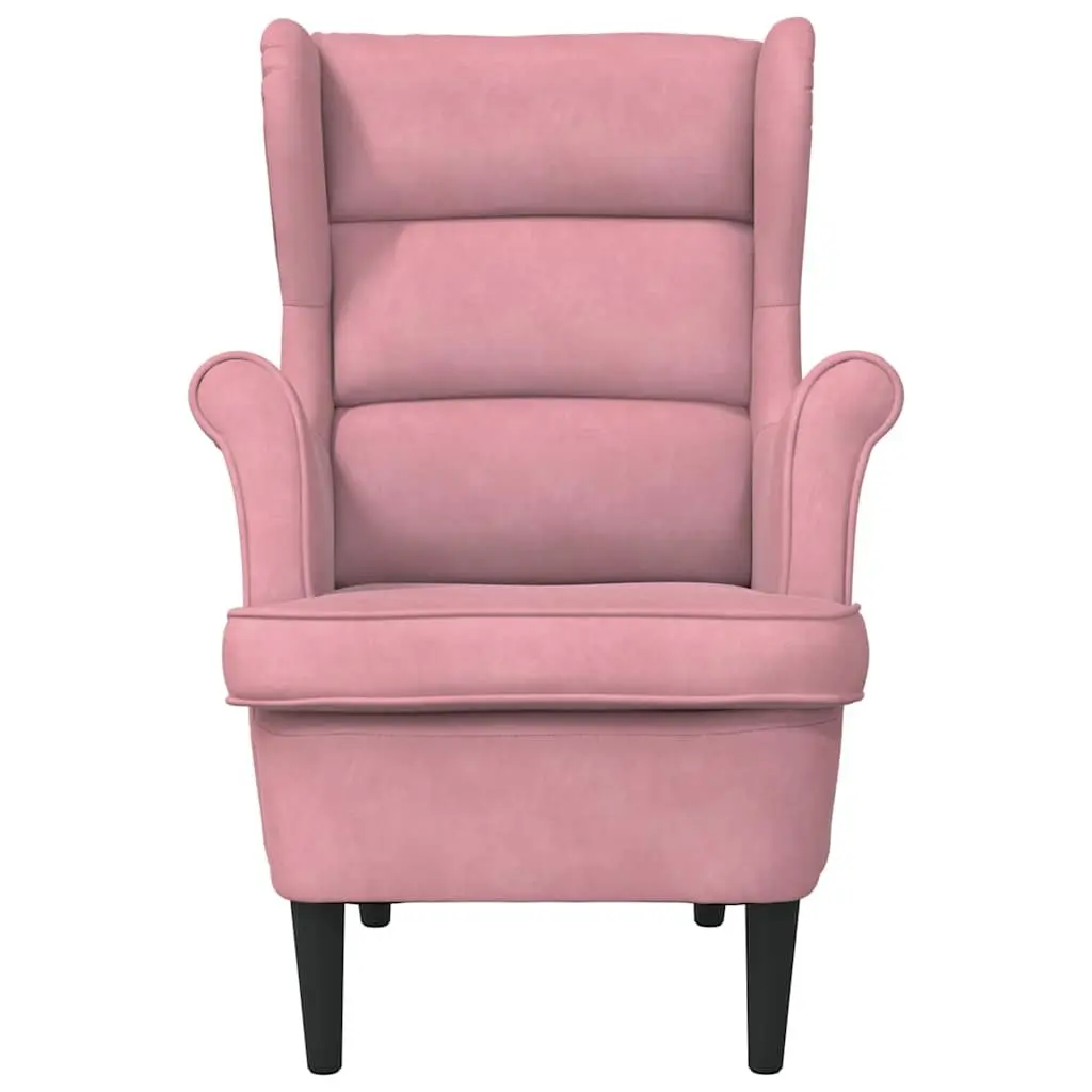 Pink Velvet Upholstered Armchair with Padded Backrest and Seat for Home Living Spaces