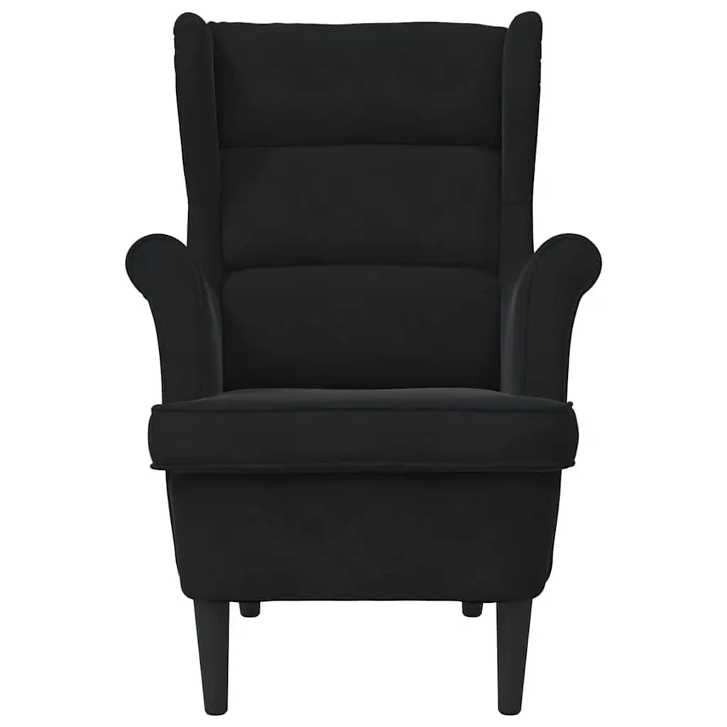 Armchair Black Velvet Upholstered Lounge Chair with Padded Backrest Seat Home