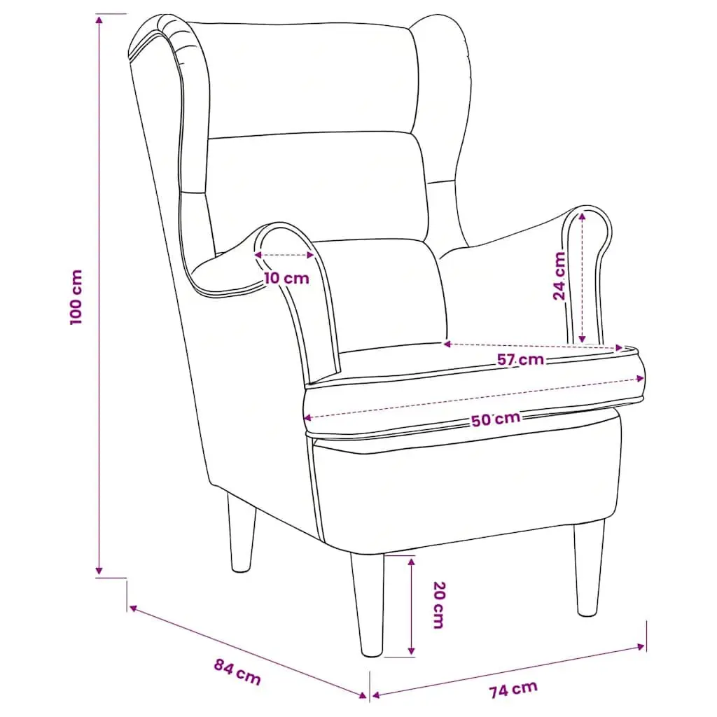 Armchair Black Velvet Upholstered Lounge Chair with Padded Backrest Seat Home